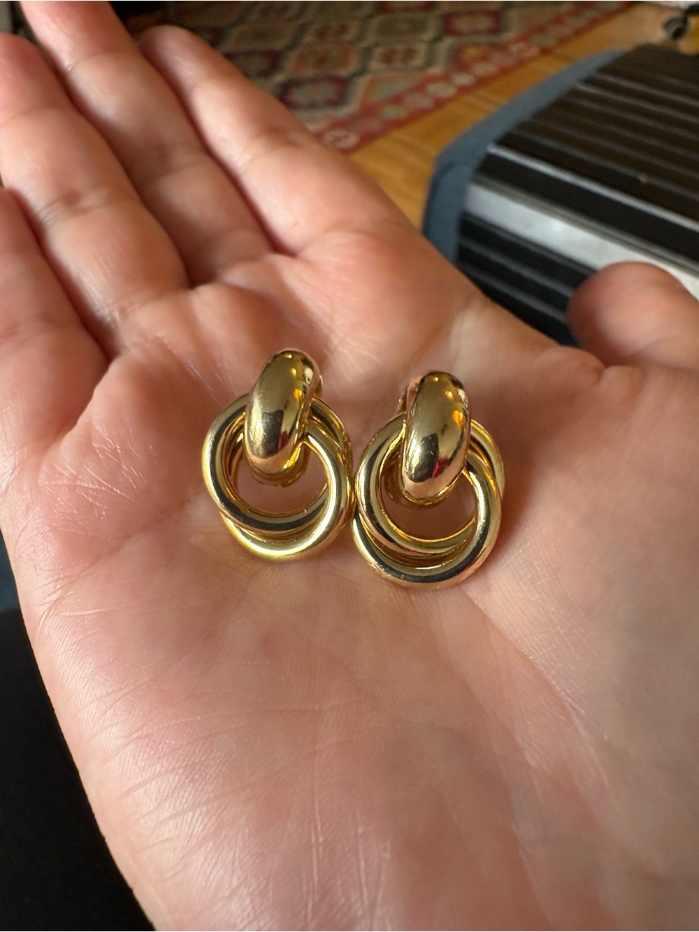 Classic Gold Double-Hoop Drop Earrings for Women